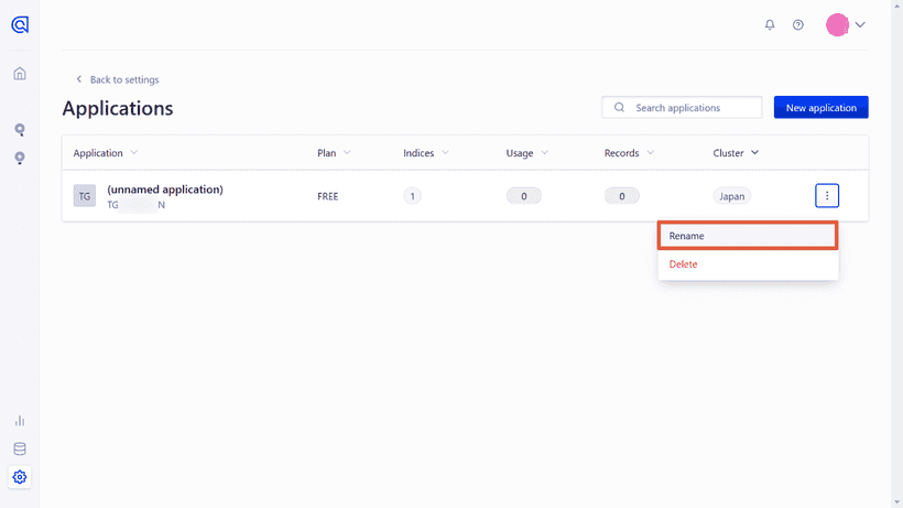 Editing app name on Algolia