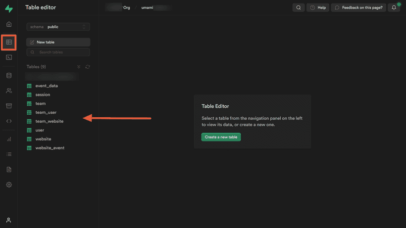 Table Editor on Supabase