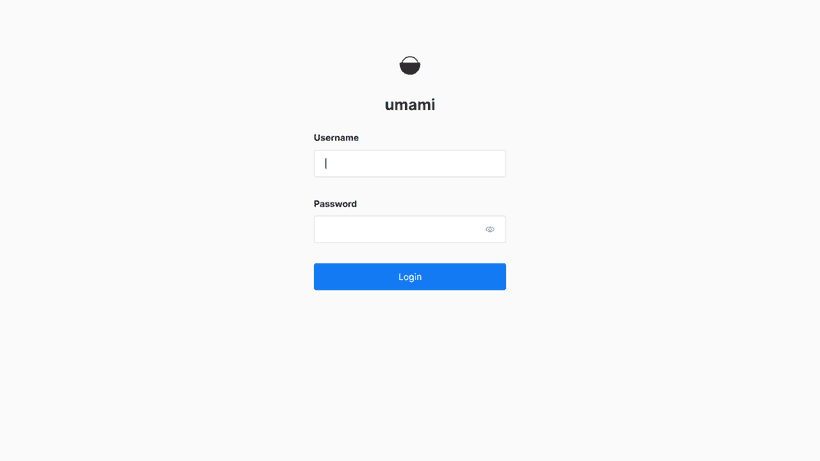 Login page of Umami analytics