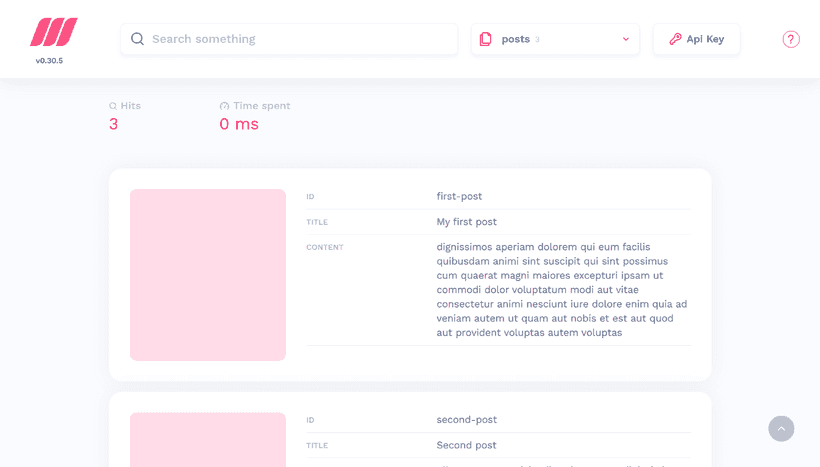 Indexed data on Meilisearch