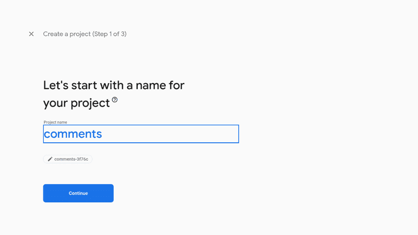 Adding a new project on Firebase