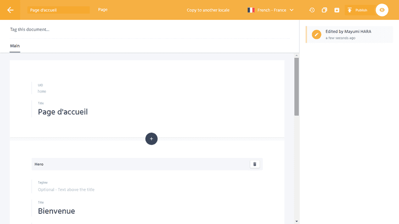 Edit translation in French with Prismic