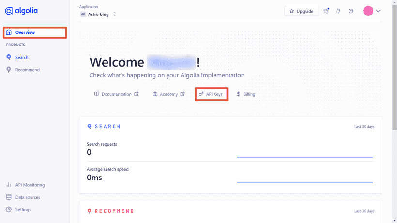 Algolia dev home